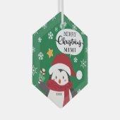 Frohe Weihnachten Mimi Penguin Ornament Aus Glas (Vorderseite Rechts)