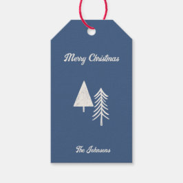 Frohe Weihnachten Minimal Weihnachtsbaum Blue Geschenkanhänger