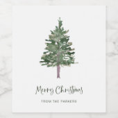 Frohe Weihnachten | Minimaler einfacher Kiefer Weinetikett (Einzelnes Label)