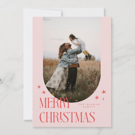 Frohe Weihnachten Minimalistisch Arch Pink (Vorderseite)