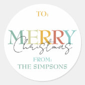 Frohe Weihnachten minimalistisch bis von Geschenk  Runder Aufkleber (Vorderseite)