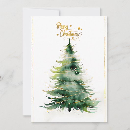 Frohe Weihnachten Minimalistisch Gold und Grün (Vorderseite)