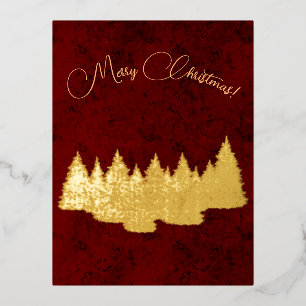 Frohe Weihnachten - minimalistisch - goldene Tanne Folien Feiertagspostkarte