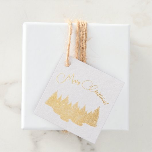 Frohe Weihnachten - minimalistisch - goldene Tanne Geschenkanhänger (Mit Box)