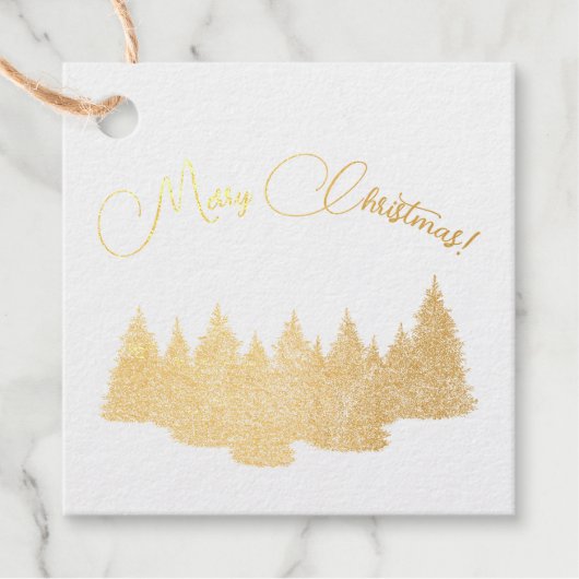 Frohe Weihnachten - minimalistisch - goldene Tanne Geschenkanhänger (Vorderseite)