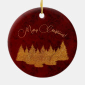 Frohe Weihnachten - minimalistisch - goldene Tanne Keramik Ornament (Hinten)