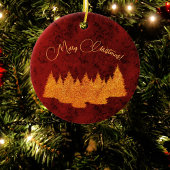 Frohe Weihnachten - minimalistisch - goldene Tanne Keramik Ornament