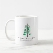 Frohe Weihnachten Minimalistisch Grün Moderne Bäum Kaffeetasse (Links)