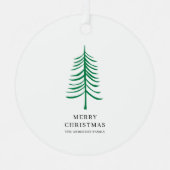 Frohe Weihnachten Minimalistisch Grün Moderne Bäum Ornament Aus Metall (Vorderseite)