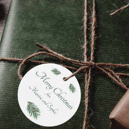 Frohe Weihnachten minimalistisch grüne Pine elegan Geschenkanhänger