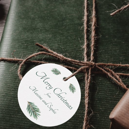 Frohe Weihnachten minimalistisch grüne Pine elegan Geschenkanhänger