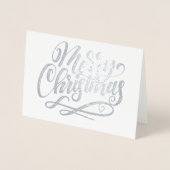 Frohe Weihnachten Minimalistisch Luxus Silver Folienkarte (Vorderseite)