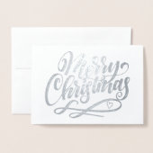 Frohe Weihnachten Minimalistisch Luxus Silver Folienkarte (Vorderseite mit Umschlag)