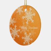 Frohe Weihnachten Minimalistisch Orange Snowflakes Keramik Ornament (Rechts)