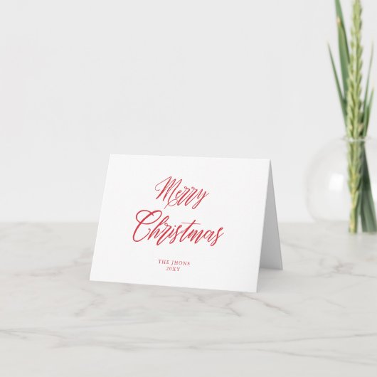 Frohe Weihnachten Minimalistisch Red Script Weihna (Vorderseite)