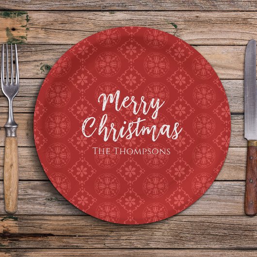 Frohe Weihnachten Minimalistisch Simple Snowflake  Pappteller