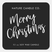 Frohe Weihnachten Minimalistisch Soy Candle | Mode Quadratischer Aufkleber (Vorderseite)