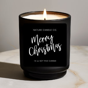 Frohe Weihnachten Minimalistisch Soy Candle   Mode Quadratischer Aufkleber