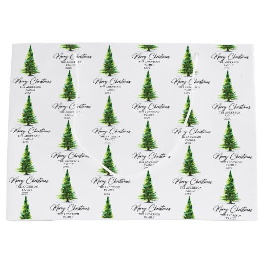 Frohe Weihnachten Minimalistische Pine Tree Wasser Große Geschenktüte (Vorderseite)