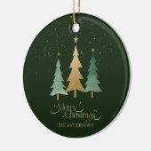 Frohe Weihnachten Minimalistische Pine Trees Green Keramik Ornament (Links)