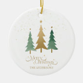 Frohe Weihnachten Minimalistische Pine Trees White Keramik Ornament (Vorne)