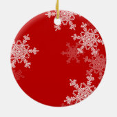 Frohe Weihnachten Minimalistische Rote Schneeflock Keramik Ornament (Hinten)