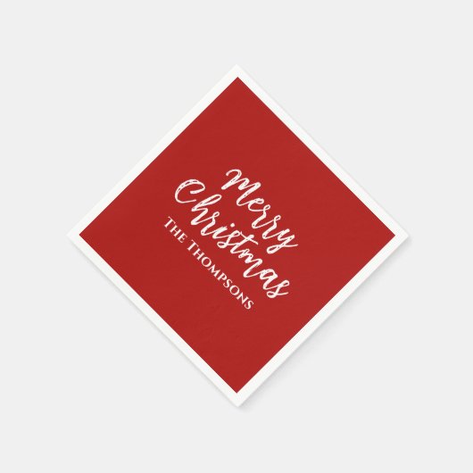Frohe Weihnachten Minimalistische Simple Red Calli Serviette (Ecke)