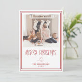 Frohe Weihnachten Minimalistische Weihnachtskarte Einladung (Stehend Vorderseite)