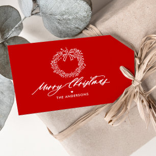 Frohe Weihnachten Minimalistischen Kranz Personali Geschenkanhänger