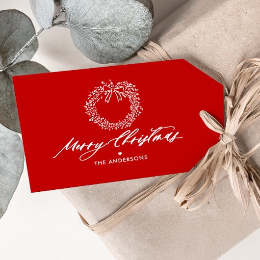 Frohe Weihnachten Minimalistischen Kranz Personali Geschenkanhänger