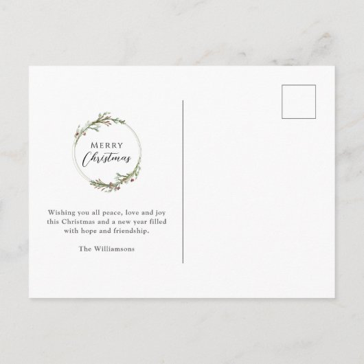 Frohe Weihnachten Minimalistischer Kranz (Rückseite)