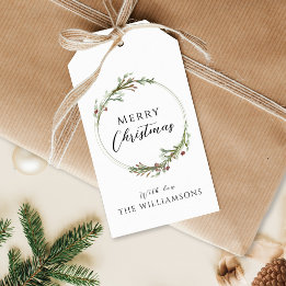 Frohe Weihnachten Minimalistischer Kranz Geschenkanhänger