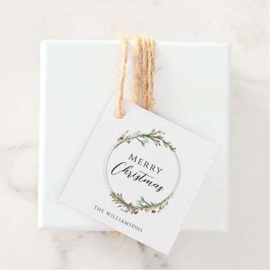 Frohe Weihnachten Minimalistischer Kranz Geschenkanhänger (Beispiel)