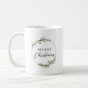 Frohe Weihnachten Minimalistischer Kranz Kaffeetasse