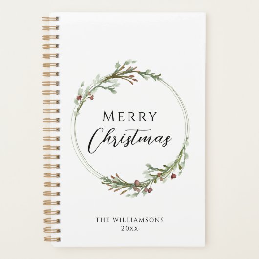 Frohe Weihnachten Minimalistischer Kranz Planer (Vorderseite)
