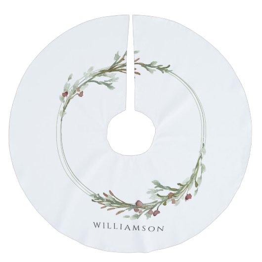 Frohe Weihnachten Minimalistischer Kranz Polyester Weihnachtsbaumdecke (Vorderseite)