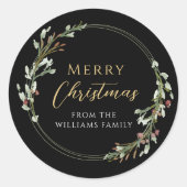 Frohe Weihnachten Minimalistischer Kranz Runder Aufkleber (Vorderseite)