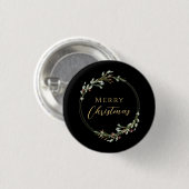 Frohe Weihnachten Minimalistischer Kranz Schwarz Button (Vorne & Hinten)