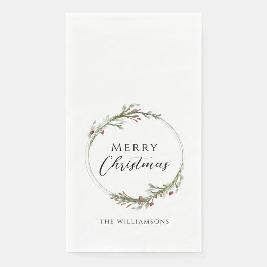 Frohe Weihnachten Minimalistischer Kranz Serviette (Vorderseite)