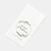 Frohe Weihnachten Minimalistischer Kranz Serviette (Ecke)