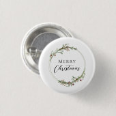 Frohe Weihnachten Minimalistischer Kranz Weiß Button (Vorne & Hinten)