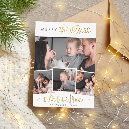 Frohe Weihnachten | Minimalistisches Gold 4-FotoCo