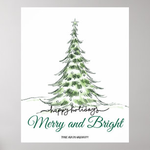 Frohe Weihnachten   Minimalistisches Holiday Tree- Poster