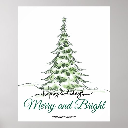 Frohe Weihnachten | Minimalistisches Holiday Tree- Poster (Vorne)