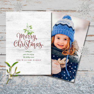 Frohe Weihnachten Mistelzweig Rustikales Holz Foto