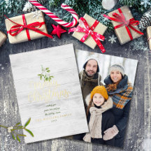 Frohe Weihnachten Mistelzweig Rustikales Holz Foto