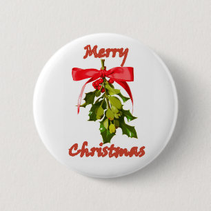 Frohe Weihnachten Mistletoe Button