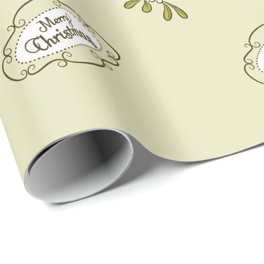 Frohe Weihnachten Mistletoe Calligraphy Green Geschenkpapier (Rolleneckpunkt)