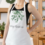 Frohe Weihnachten Mistletoe Greenery Schürze<br><div class="desc">Diese Weihnachtsfeier ist mit Aquarellmalereien geschmückt und frohe Weihnachten in stilvoller Typografie. Einfach anpassbar. Original Wasserfarbe © Michele Davies.</div>