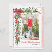 Frohe Weihnachten Mistletoe Red Bow Family Foto (Vorderseite)